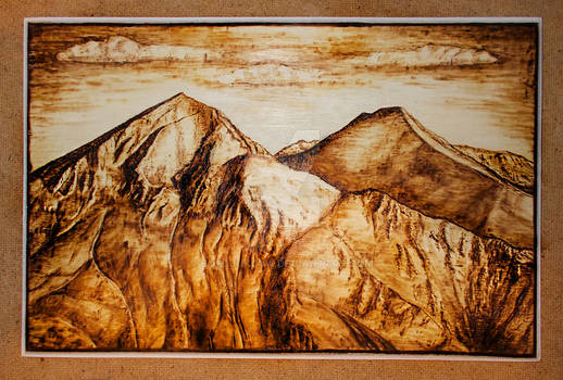 Clouds over Vihren - Pyrography