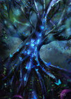 Blue Butterfly Tree by CierinBlue
