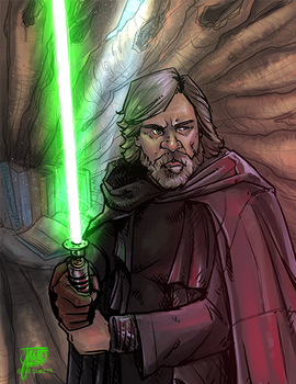 Old Luke Skywalker with Green Saber