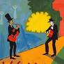 An oompa band pay starts playing the song die vach