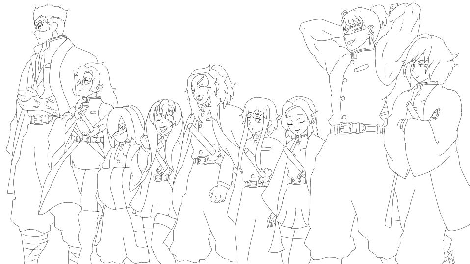 Hashiras Colur In Hashira AU- lineart by FanChanii on DeviantArt