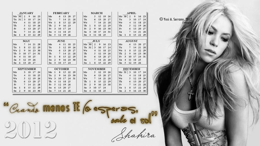 Calendario 2012 Shakira