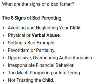 Signs of a bad father