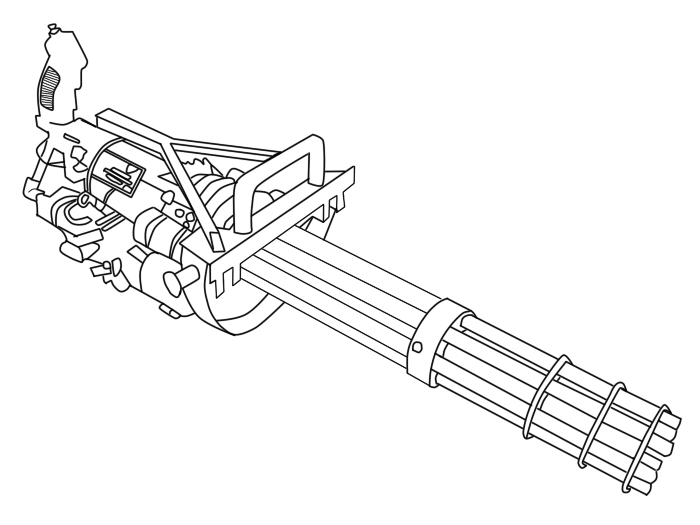 How To Draw Gatling Gun Or Minigun Step By Step For Beginners - Youtube