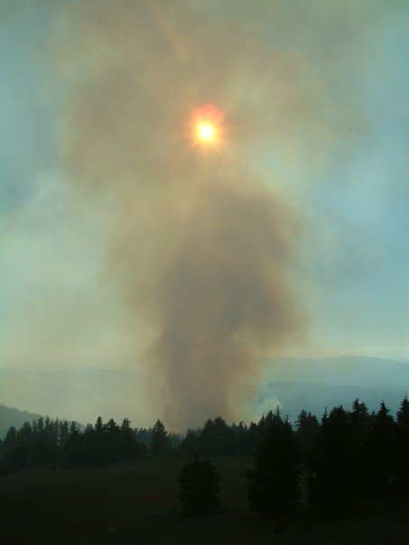 forest fire at crater lake