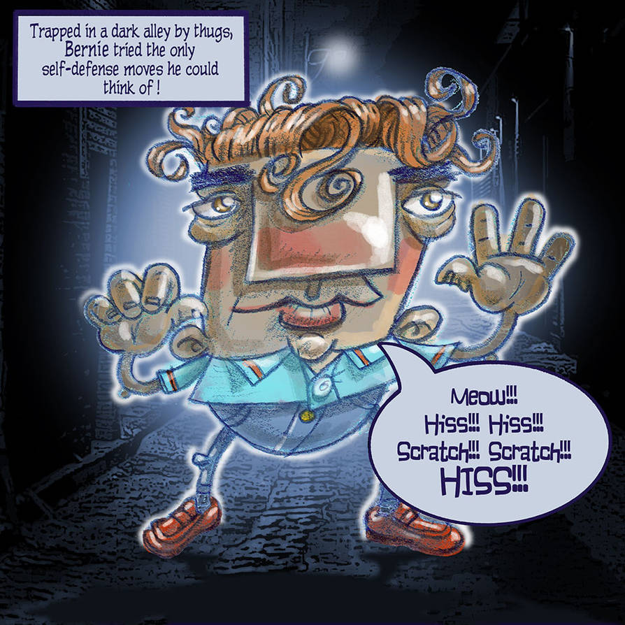 Bernie The Rig Hand Hands Up---Bernie-in-alley by TBeeIllustrations on DeviantArt