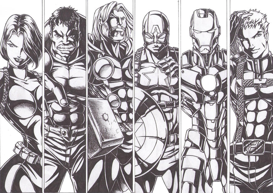 The Avengers ink by Osmar-Shotgun on DeviantArt