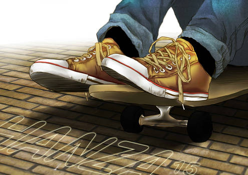 shoes and skateboard