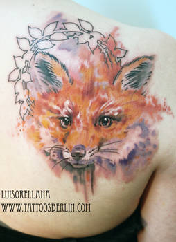 watercolour fox tattoo