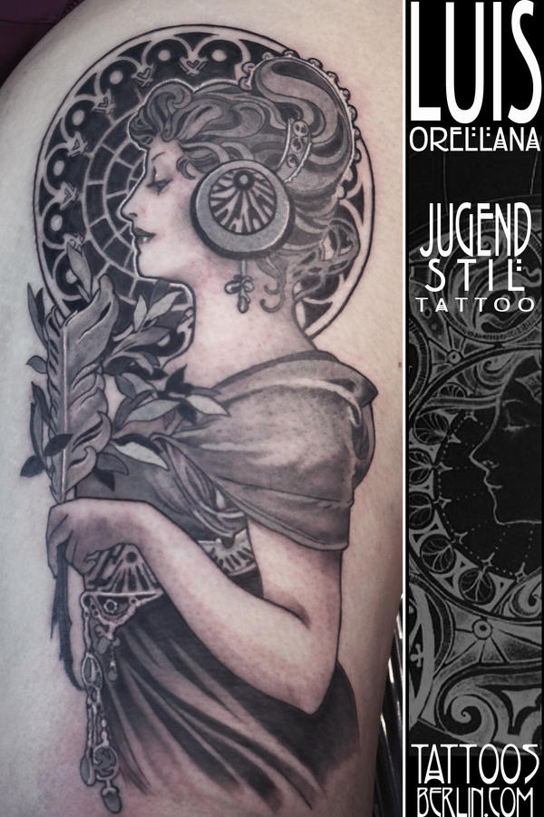 art nouveau tattoo Alphonse mucha