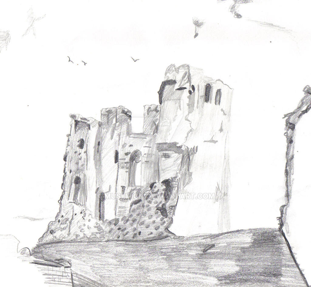 Bw Sketch Of Scarborough Castle