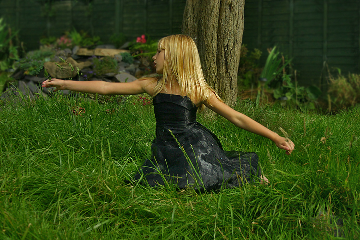 Girl in black dress stock 1