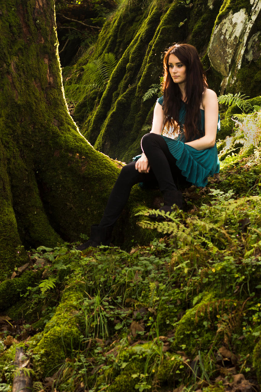 Brunette in woodland stock