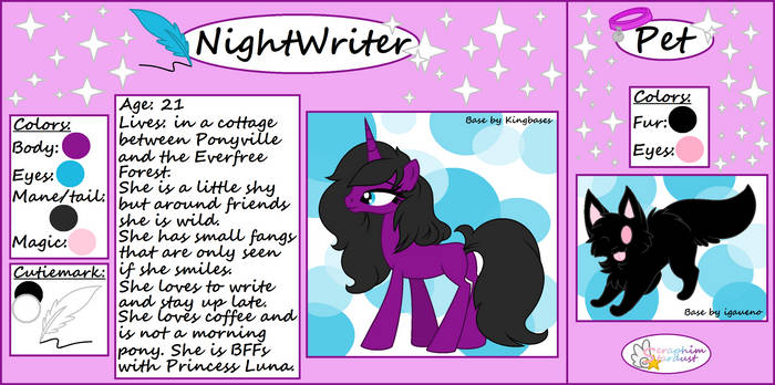  (Commission) OC NightWriter's Ref Sheet by Seraph