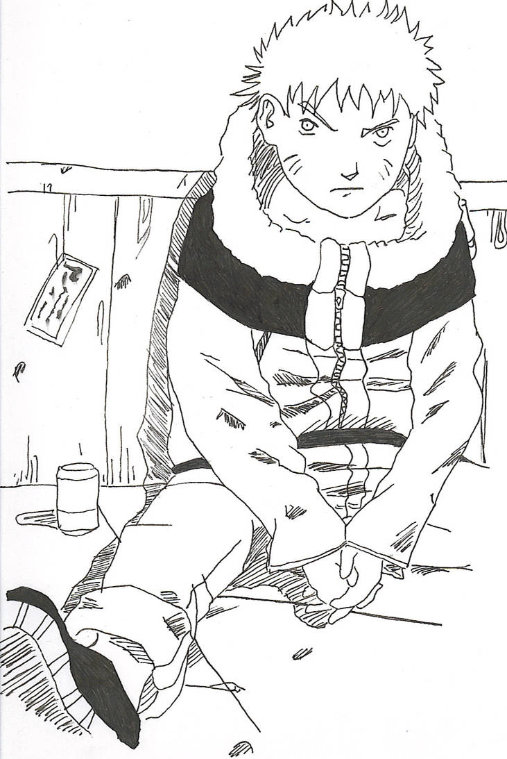 Naruto Sitting, Inked by AirBornInk22 on DeviantArt
