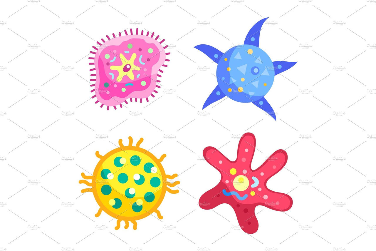 Bacteria virus cells set, microbes by tatesi371 on DeviantArt