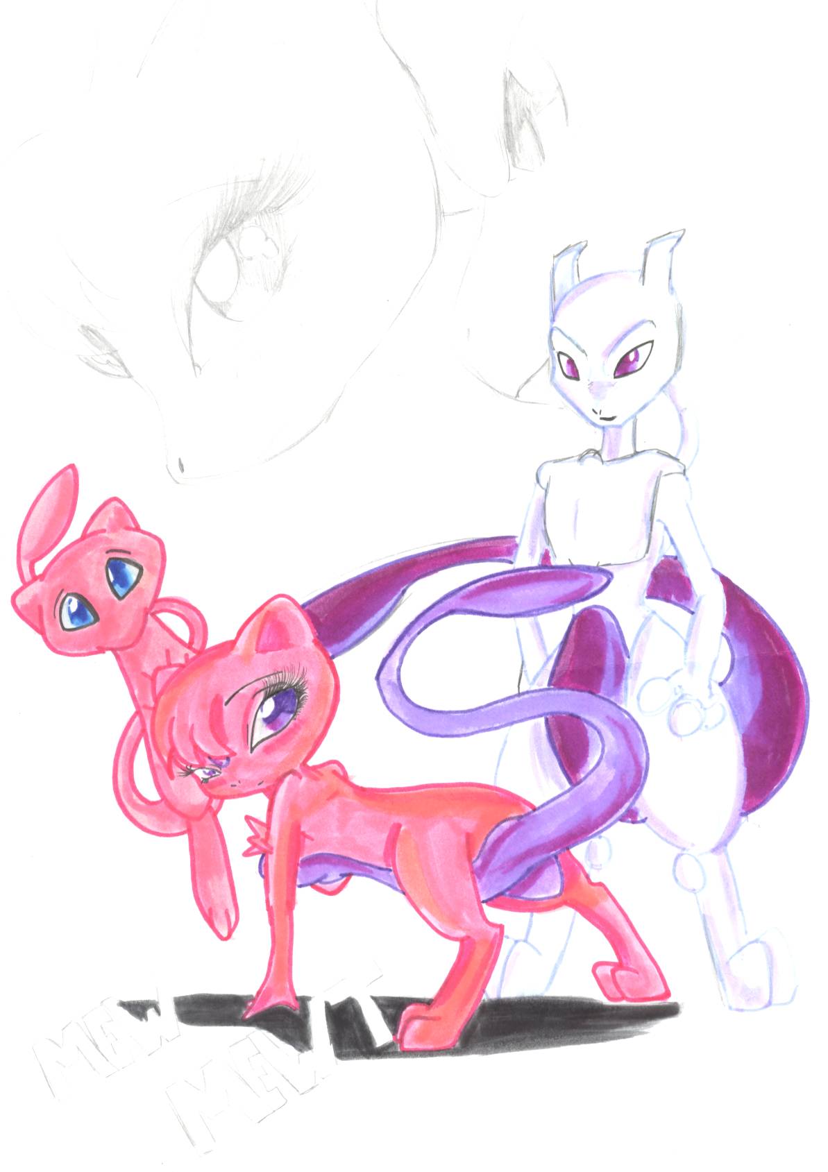 Mew Mewt and Mewtwo