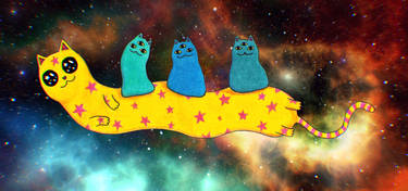 Cats on cat in space