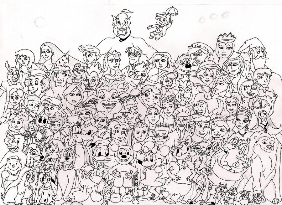 Caracters Line Drawing Disney Characters Line Art by AmethystRose2 on DeviantArt