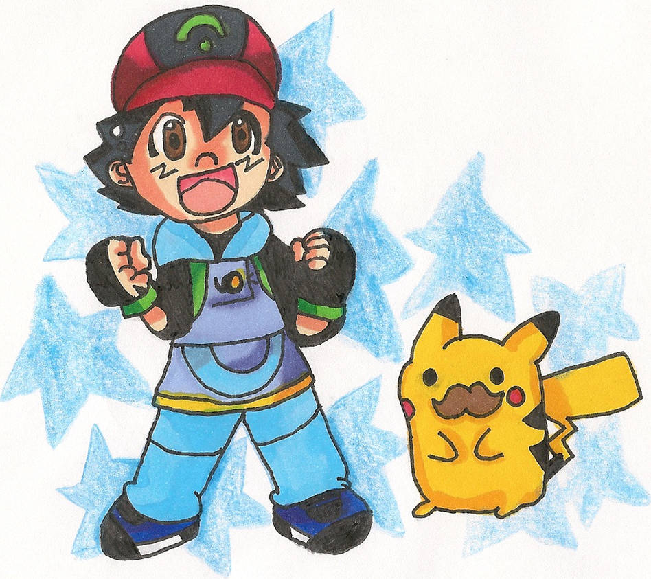 Chibi Ash and Pikachu