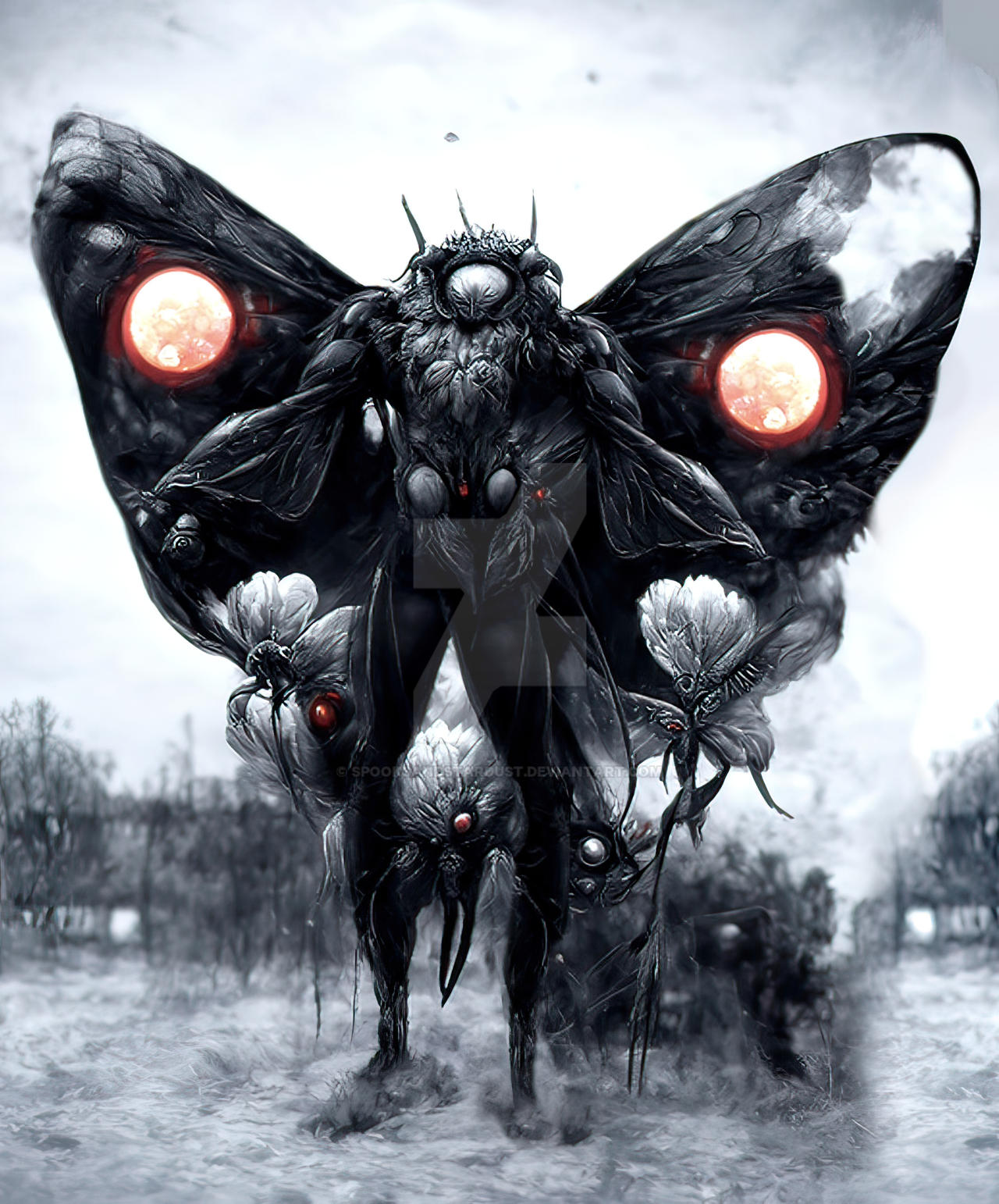 Mothman (made with AI) by SpooksandStardust on DeviantArt
