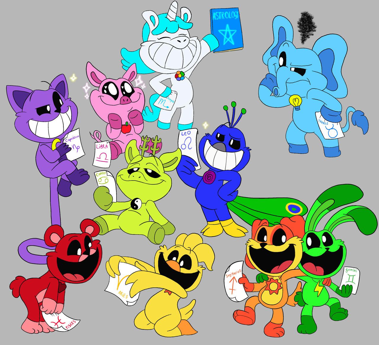 Smiling Critters Rising Signs VERSION A by TazyanaDevil on DeviantArt