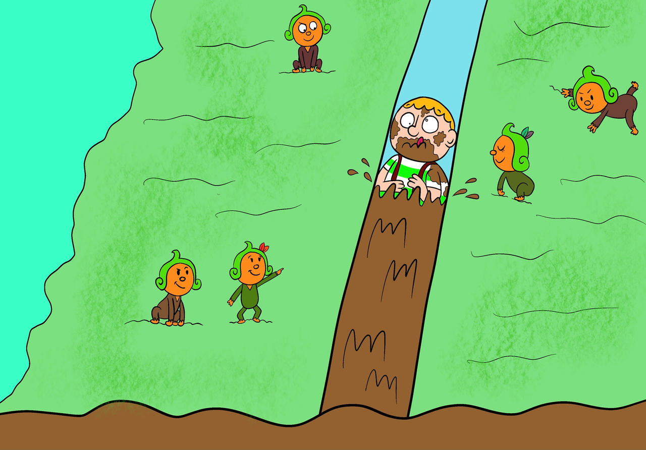 Augustus Gloop stuck in the pipe by TazyanaDevil on DeviantArt