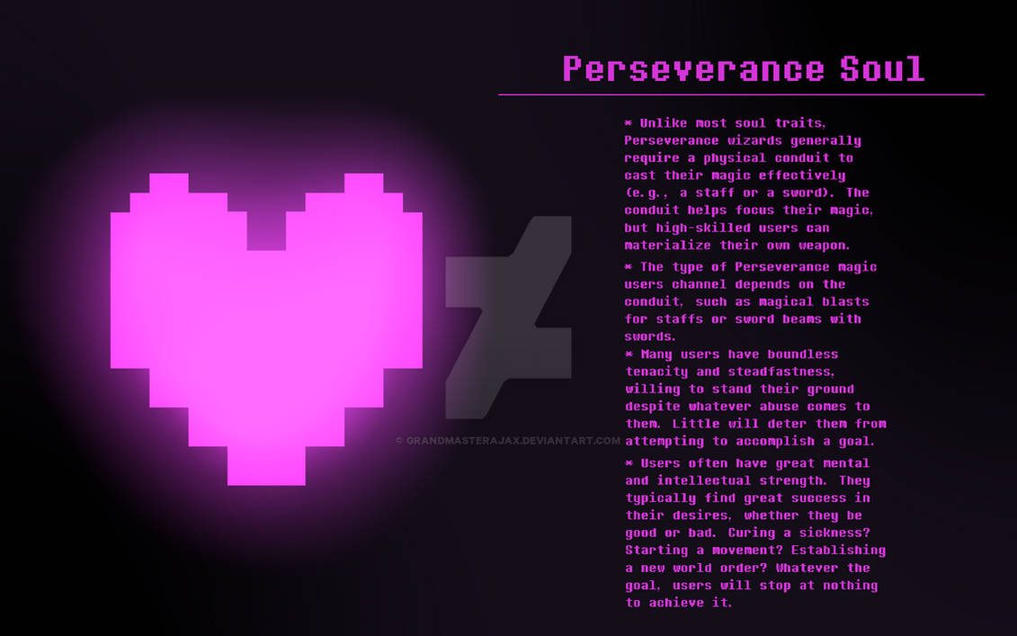 Perserverance Undertale Message Distortiontale Soul Traits: Perseverance Soul by GrandmasterAjax on ...