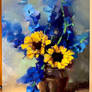 Sunflowers and Blue Accents