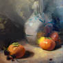 Persimmons and Japanese Vase Color Study  