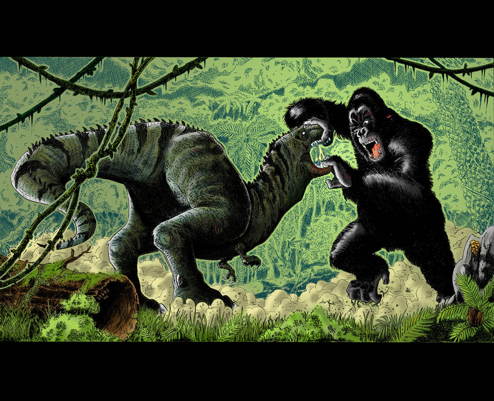 Кинг против динозавров. Тираннозавр Кинг Конг 2005. Вастатозавр рекс против Кинг Конга. Кинг Конг 2005 динозавры. Кинг Конг против динозавра 1933.