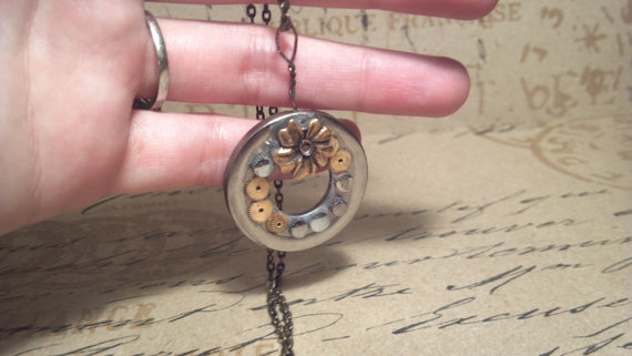 Flowers in the Attic Steampunk Pendant