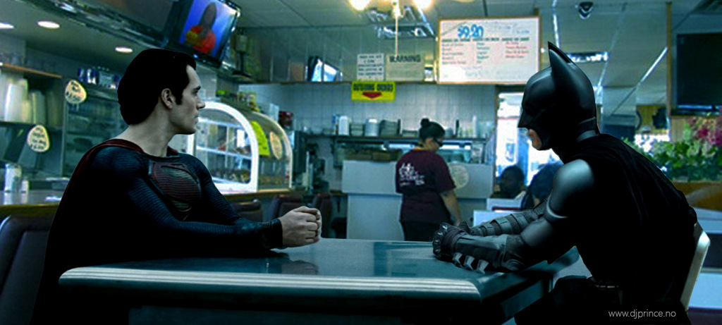 Superman and Batman at a diner by djprincenorway on DeviantArt