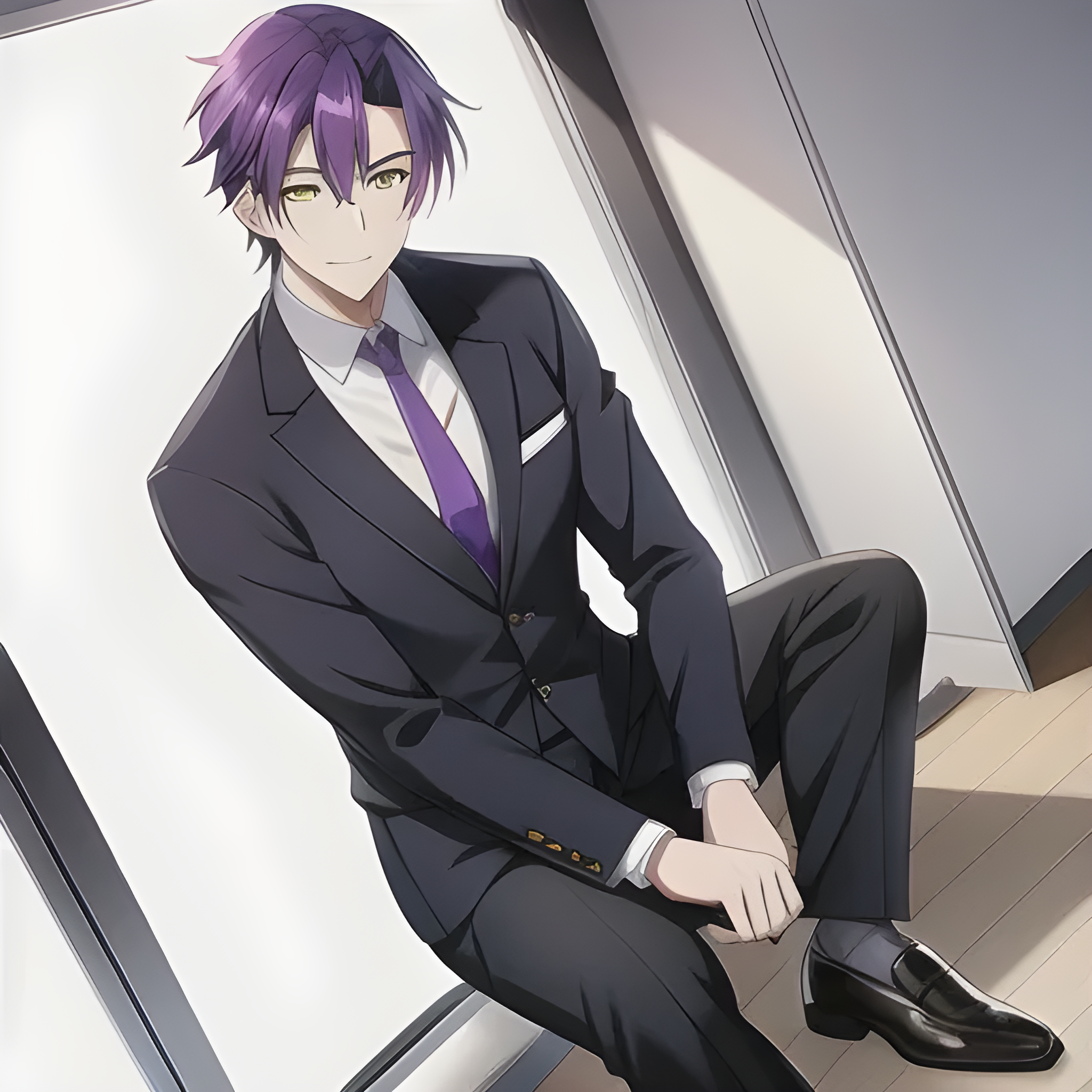 Free: Purple haired male anime character , Anime Rendering Fan art