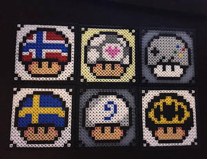 Mario Mushroom perler coasters