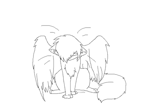 Winged Cat Lineart