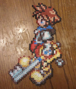 Sora from Kingdom Hearts made with Perler beads
