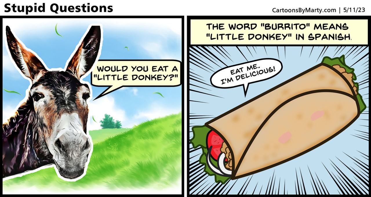 Donkey Question Stupid Questions - Donkey Burrito by CartoonsbyMarty on DeviantArt