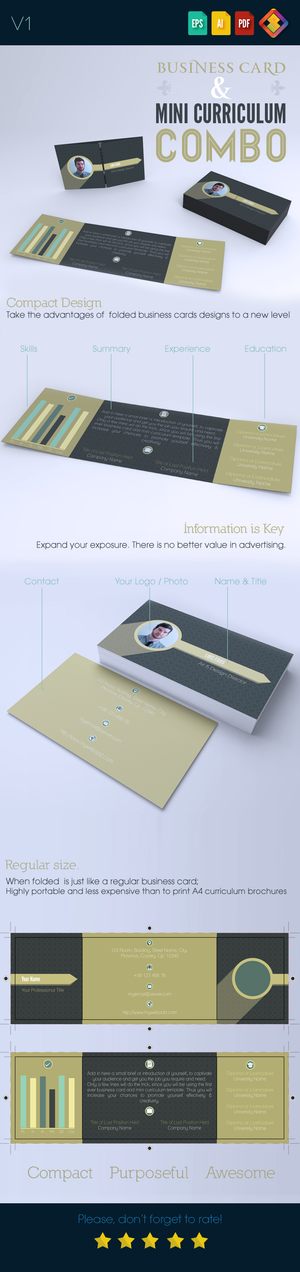 Foldable Business Card and Mini Curriculum Combo