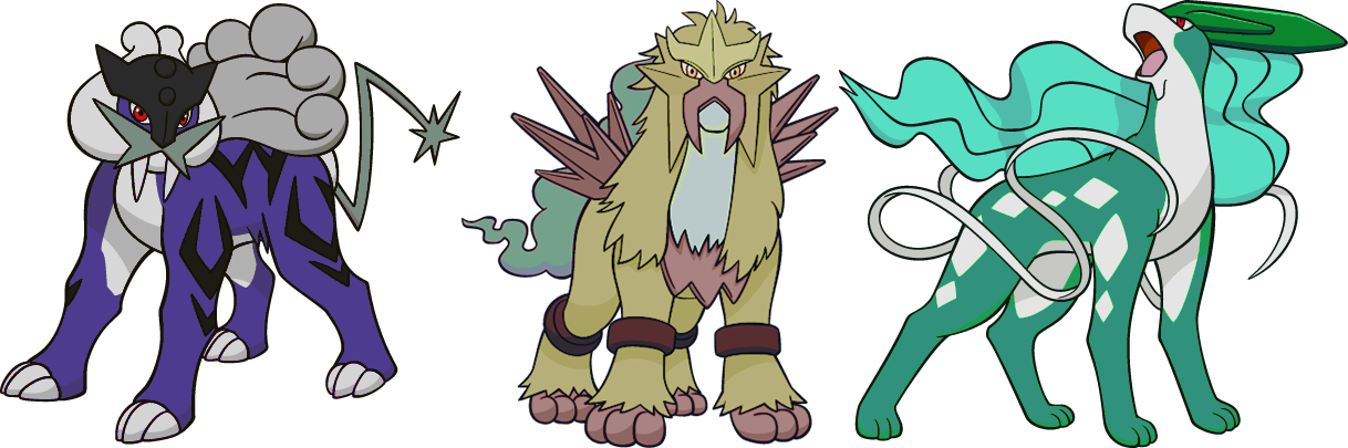 Suicune,Entei and Raikou by x3Hikarix3 on DeviantArt