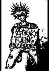 Angry young  poor