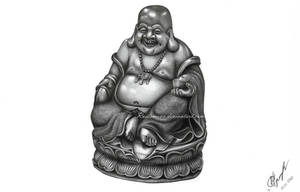 Happy buddha in pencil 2