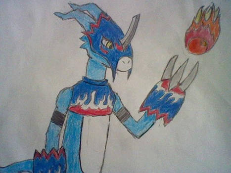 Blue armored Flamedramon