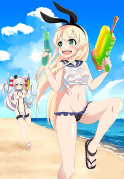 Shimakaze and  Amatsukaze - Summer