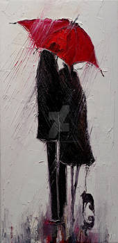 Red Umbrella and Black Cat