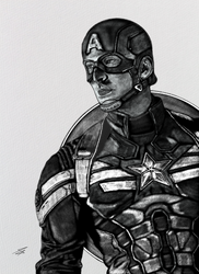 Captain America Charcoal Drawing