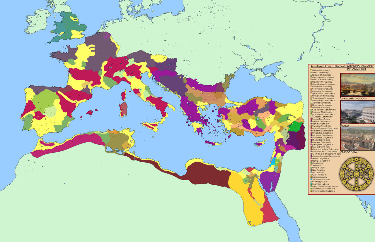 9ad Rome Map Religious map of the Roman Empire in 395 AD (M-BAM by Dipro1 on DeviantArt