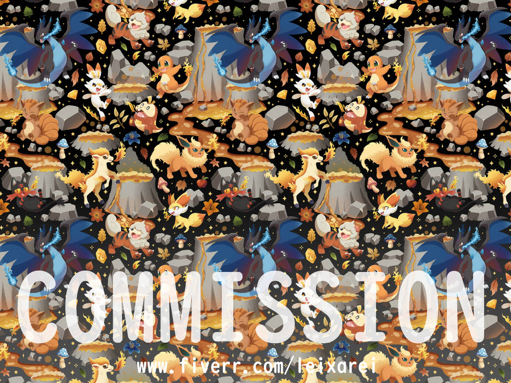 Custom Fire Pokemon Fire Pokemon Seamless Pattern :) by shioreiart on DeviantArt