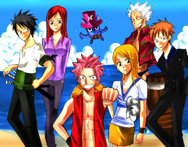 One piece X Fairy tail  One piece fairy tail, Fairy tail funny
