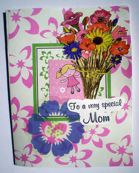 Special Mom Greeting Card-Girl with Flowers